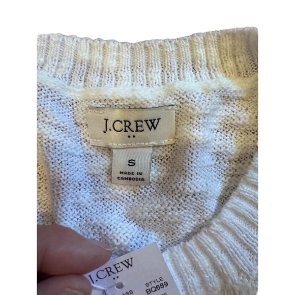 NWT J.Crew Womens White Long Sleeve Crew Neck Lightweight Sweater Small Beachy - Picture 3 of 4